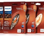 4 Ct Philips Vintage Dimmable LED 4.5w Indoor Outdoor Blunt Tip Candle 3... - £26.29 GBP