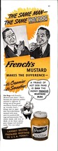 PRINT AD 1940s Frenchs Mustard Same man same hot dog The Mustard Man 5x1... - $24.11
