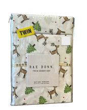 Rae Dunn Reindeer Christmas Trees Sheet Set Twin 17” Deep Mattress New - £31.52 GBP