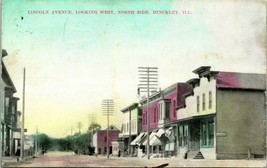 Vtg Postcard 1908 Lincoln Avenue Looking West North Side Hinckley Illinois IL - £30.29 GBP