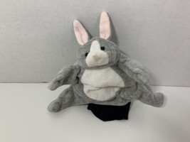 Beleduc gray white bunny rabbit small plush hand puppet full body stuffe... - $9.89