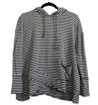 EVY&#39;S TREE Womens Sweatshirt Gray White Striped JANELLE Pullover Hoodie ... - $15.35