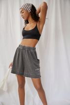 Intimately Free People Cozy Girl Good Vibes Shorts Washed Black ( S ) - $44.52