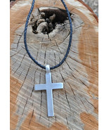 Men&#39;s Jewelry Black Leather Necklace With Pewter Cross Pendant - $635.18 MXN