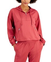 allbrand365 designer Womens Activewear Cropped Quarter-Zip Hoodie,Large,Rosetta - £46.34 GBP