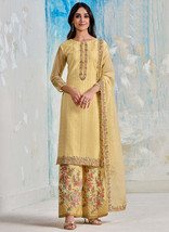 Beautiful Yellow Multi Embroidered Wedding Palazzo Suit89 - £62.77 GBP