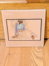 VTG 70s RC Gorman Navajo Artist Art Wall Tile Woman with Concho Silver Belt - $22.49
