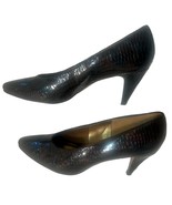 Vintage Brown Faux Crocodile Pumps Embossed Leather Heels Naturalizer Si... - $36.12