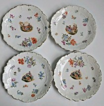 (4) Antique Hutschenreuther Hohenberg Germany Flowers Courting Couple 7&quot;... - £49.91 GBP