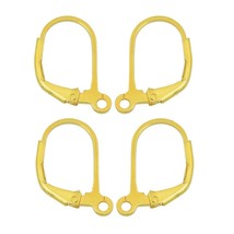 Gold Sterling Silver Lever Back Hook Clip Lock Earring 2 Sets Jewelry Making - £9.38 GBP