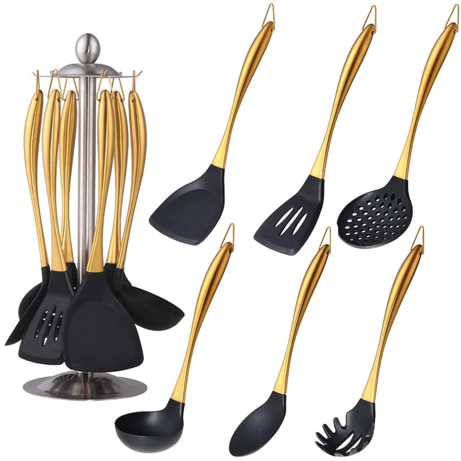 Silicone Cooking Utensil Set, 6 Pcs Silicone Cooking Kitchen Utensils Set, Non-S