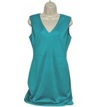 Tommy Hilfiger Sheath Bodycon Dress Size 6 Teal Turquoise Stretch V Neck - £46.74 GBP