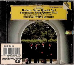 String Quartet No. 1 &amp; No. 3 CD Brahms Schumann Emerson String Quartet 431 650-2 - £31.37 GBP