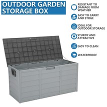 Deck Box 75gal Outdoor Plastic Storage Chest w/ Lockable Seat Garden Too... - $75.23