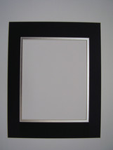 Picture Frame Double Mat 11x14 for 8x10  photo Black with silver liner - £9.55 GBP