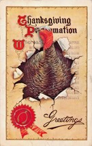 Thanksgiving Proclamation Day Greetings~Turkey Breaks Through Paper~Postcard - £6.68 GBP