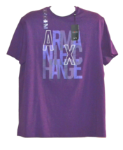 Armani Exchange Purple White Logo Cotton Short Sleeve Men&#39;s T-Shirt Size... - £36.92 GBP