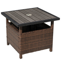 Do Outdoor Patio Umbrella Stand All Weather Wicker Rattan Umbrella Table Ga - $2,303.56 MXN