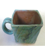 Handmade Earthworks Ceramic Pottery &quot;Blue Otis&quot; Square Mug Barbados by G... - $31.19