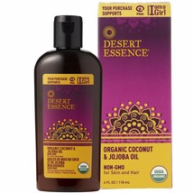 Desert Essence Organic Coconut and Jojoba Oil 4 Fl Ounces For Skin and Hair - £14.93 GBP