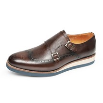 Men Wingtip Leather Platform Oxford  Shoes Round Toe Lace-Up Dress Brogues Weddi - £124.94 GBP