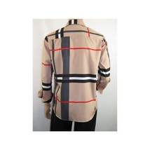 Men Sports Shirt by DE-NIKO Long Sleeves Fashion Print Soft Modal NK1010 Tan image 8