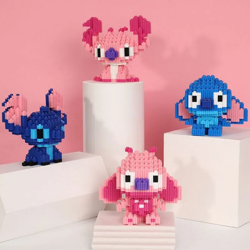 Disney Super Cute Stitch Anime Figure Creative Puzzle Particles Tandem B... - £10.46 GBP