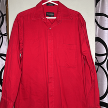 Roundtree &amp; Yorke Dillard’s Manchester Twill Red Long Sleeve Button Down 16 - £10.94 GBP