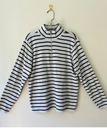 L.L.Bean Knit Stretch Pullover Sweatshirt Gray Black Striped Stand Colla... - $586.51 MXN