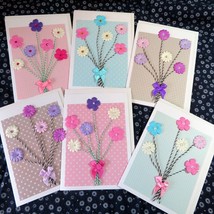 Set of 6 Handmade floral cards, blank, folded, 5&quot;X7&quot; - £16.52 GBP