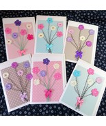 Set of 6 Handmade floral cards, blank, folded, 5&quot;X7&quot; - £16.00 GBP