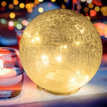 Glass Ball LED Light Christmas Wireless Crackle Glass Light Warm White Night Lam - £23.18 GBP