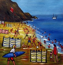 12x12 inches Beach  stretched Oil Painting Canvas Art Wall Decor modern101 - £40.61 GBP