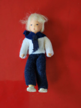 VTG German Flexible Caco Doll Girl Child Dollhouse 3 1/2&quot; Molded Hair - £20.79 GBP