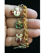 CHRISTMAS CHARM BRACELET in Gold Vermeil 925 Sterling Silver - 7 1/4 inches - £67.94 GBP