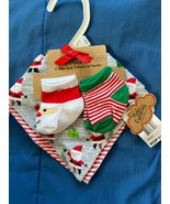 Baby Essentials 4 Piece Christmas Set 2 Bibs/2 Socks 0-6 Month *NEW* nn1 - £10.28 GBP