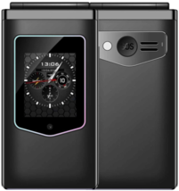 Hamtod T8 4G Eu Quad-Core 2.8"+1.77" Dual Screen Lte Bt Sos Otg Flip Phone Black - $89.99