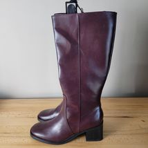 Women's No Boundaries Mid Calf Tall Block Heel Boots Burgundy Size 11 Ne... - $19.79