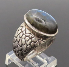 925 Sterling Silver Vintage Ring Snake Skin Carved Labradorite Sz 6.5  RG27656 - £41.60 GBP