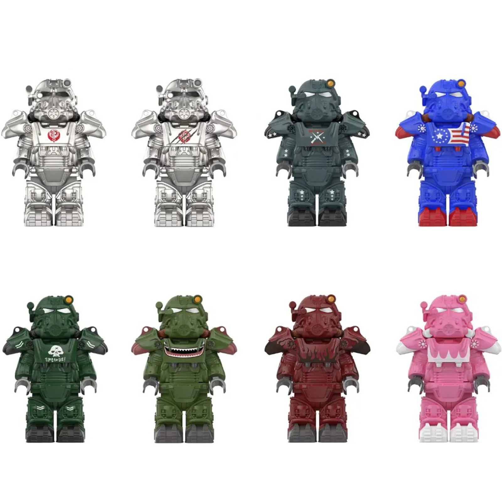 Fallout T60 Powered Combat Armor Infantry T60 Mech Soldier 8pcs Minifigure Toys