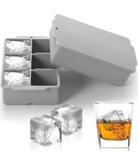 Large Ice Cube Tray With Lid Pack Of 2, Stackable Big Silicone Square Ic... - £18.81 GBP