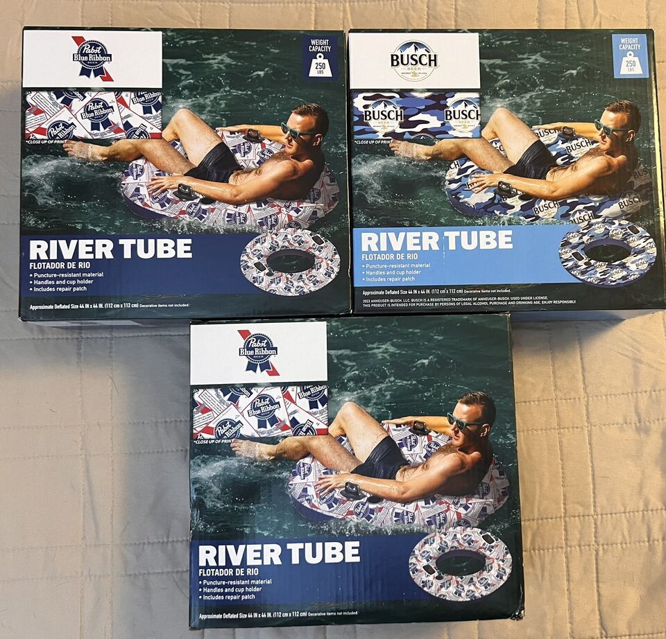 Primary image for Beer Logo River Float Tubes W/ Cup Holder ( Bud Light, Busch, Pabst) BNIB