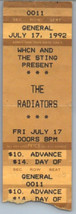 The Radiateurs Concert Ticket Stub Juillet 17 1992 Hartford Connecticut - £27.48 GBP