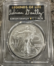 2021- American Silver Eagle- Type 2- PCGS- MS70 First Production- Adrian Dantley - £92.14 GBP