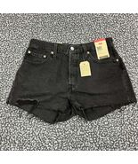 Levi&#39;s 501 Shorts Women 28 Black Denim Jeans High Waist Cotton New - $40.31 CAD