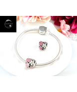 Genuine Sterling Silver 925 Flower Daisy Bloom Heart Bead Charm For Brac... - £15.64 GBP