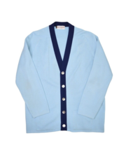 Vintage Paul Watson Sweater Mens L Blue Cardigan Argyle Raglan Acrylic 7... - $31.78