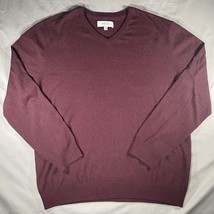 Hawker Rye Sweater Mens Extra Large Maroon Cotton Cashmere V neck Lightw... - $56.61 CAD