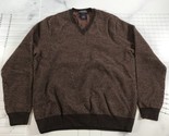 Brooks Brothers Sweater Mens Extra Large Brown Red Lambswool V Neck Diam... - £59.15 GBP