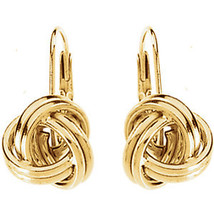 14K Gold 10mm Love Knot Leverback Earrings - £242.15 GBP